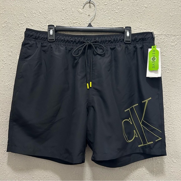 Calvin Klein Men's Black and Yellow Swimtrunks UPF 40+ NWT XL - Picture 2 of 8